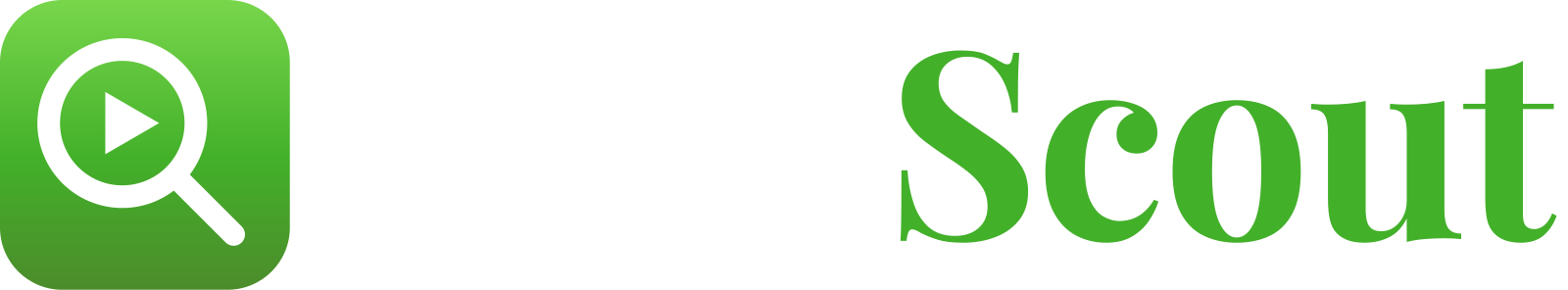 FilmScout icon and wordmark lockup for dark backgrounds