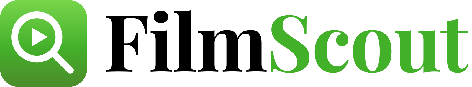 FilmScout icon and wordmark lockup for light backgrounds